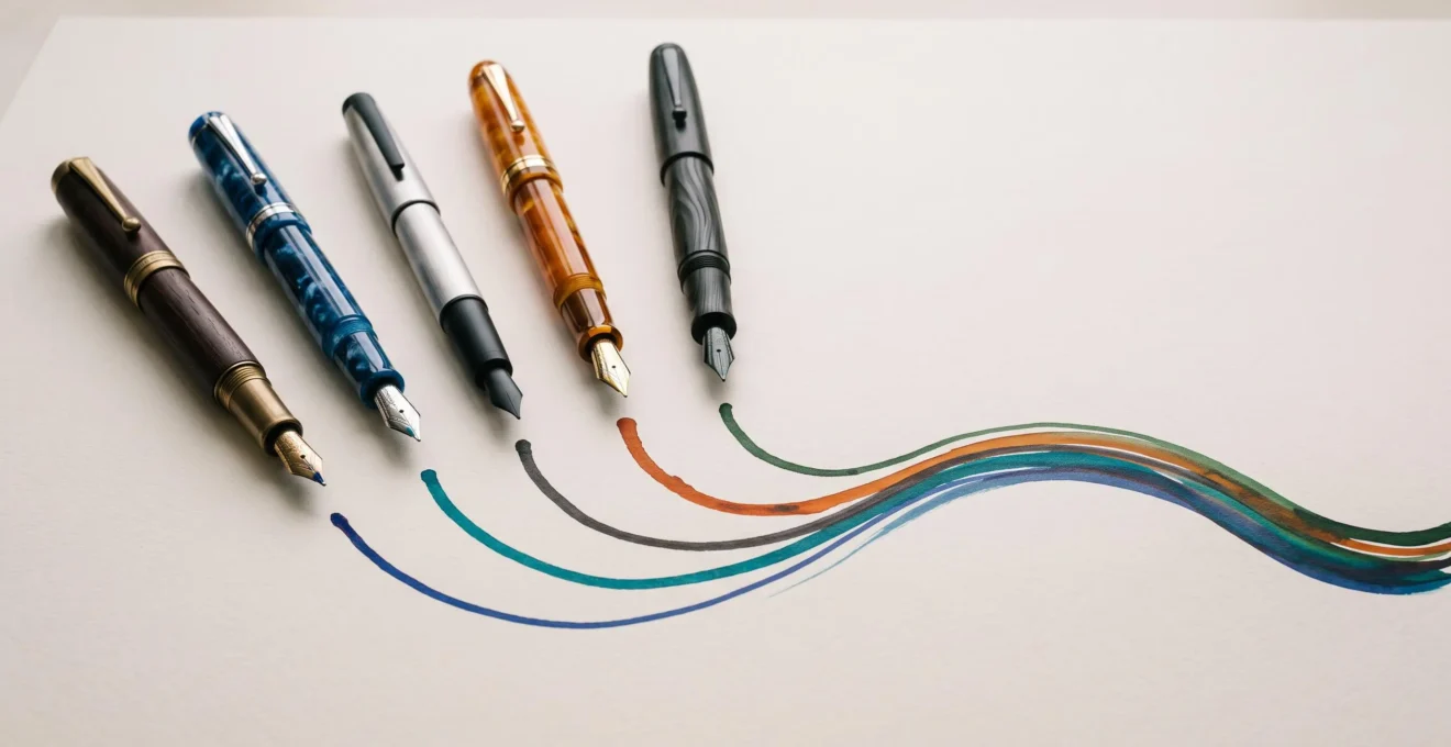 Illustration symbolique de cinq styles d'écriture qui se rejoignent en une seule voix de marque cohérente