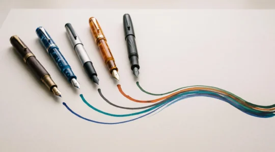 Illustration symbolique de cinq styles d'écriture qui se rejoignent en une seule voix de marque cohérente