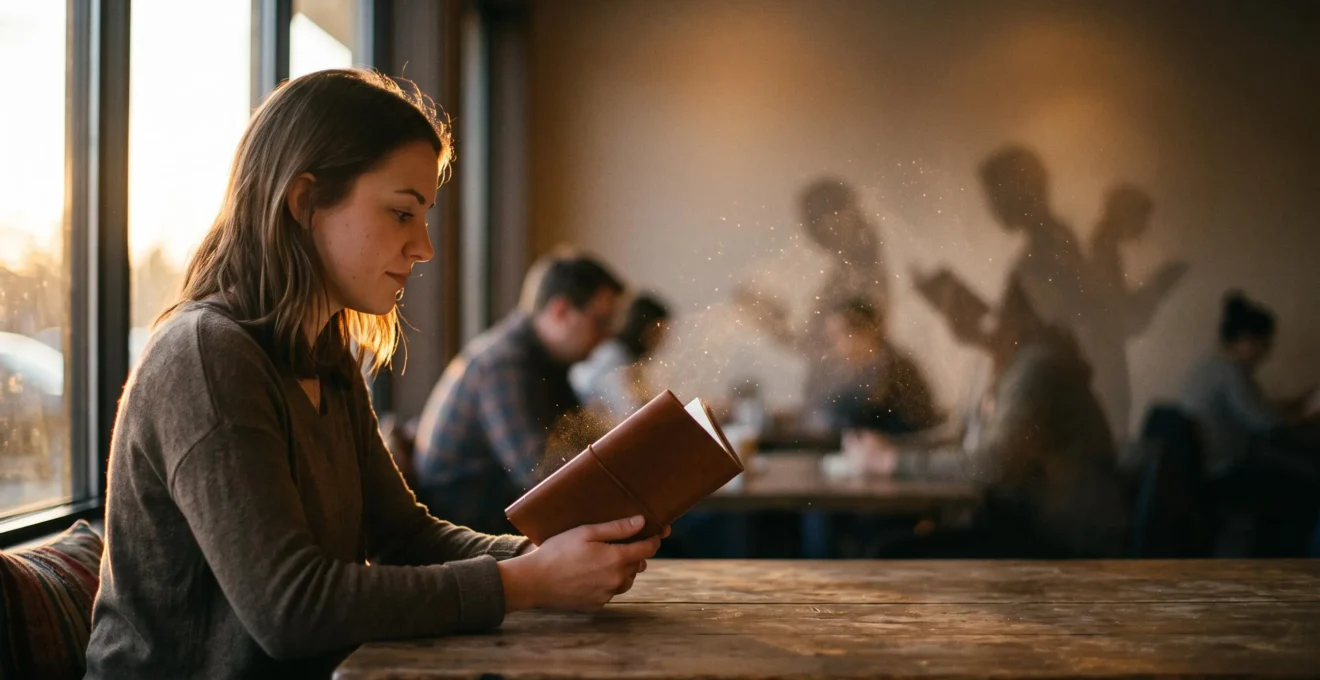Silhouette d'une jeune autrice entourée de particules lumineuses représentant une communauté de lecteurs en pleine expansion
